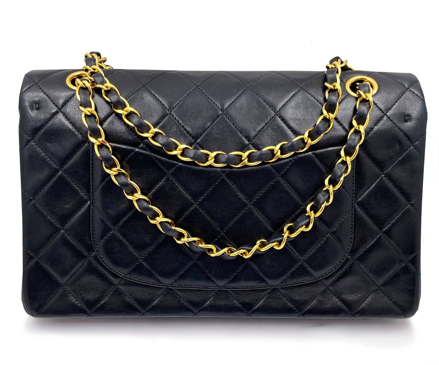 CHANEL Vintage Classic Timeless Double Flap Lambskin 10" Shoulder Bag