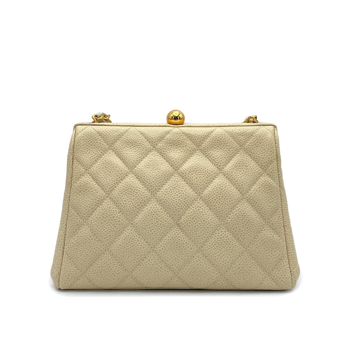 CHANEL VINTAGE MATELASSE CHAIN SHOULDER BAG BEIGE CAVIAR SKIN 90266244