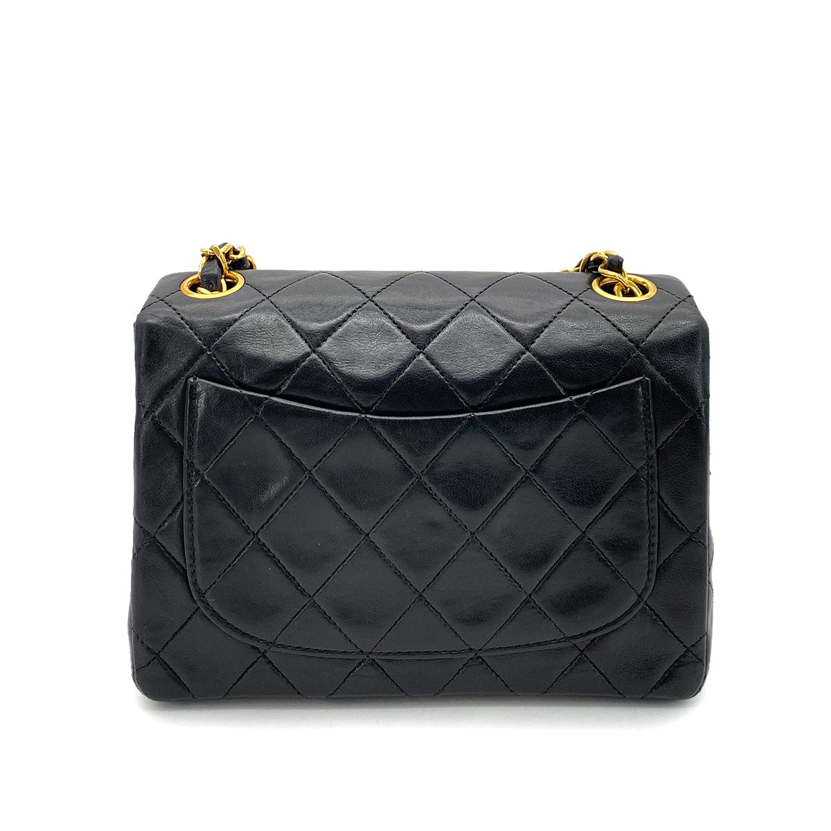 CHANEL VINTAGE MINI SQUARE 17 CHAIN SHOULDER BAG BLACK LAMB SKIN 90255867