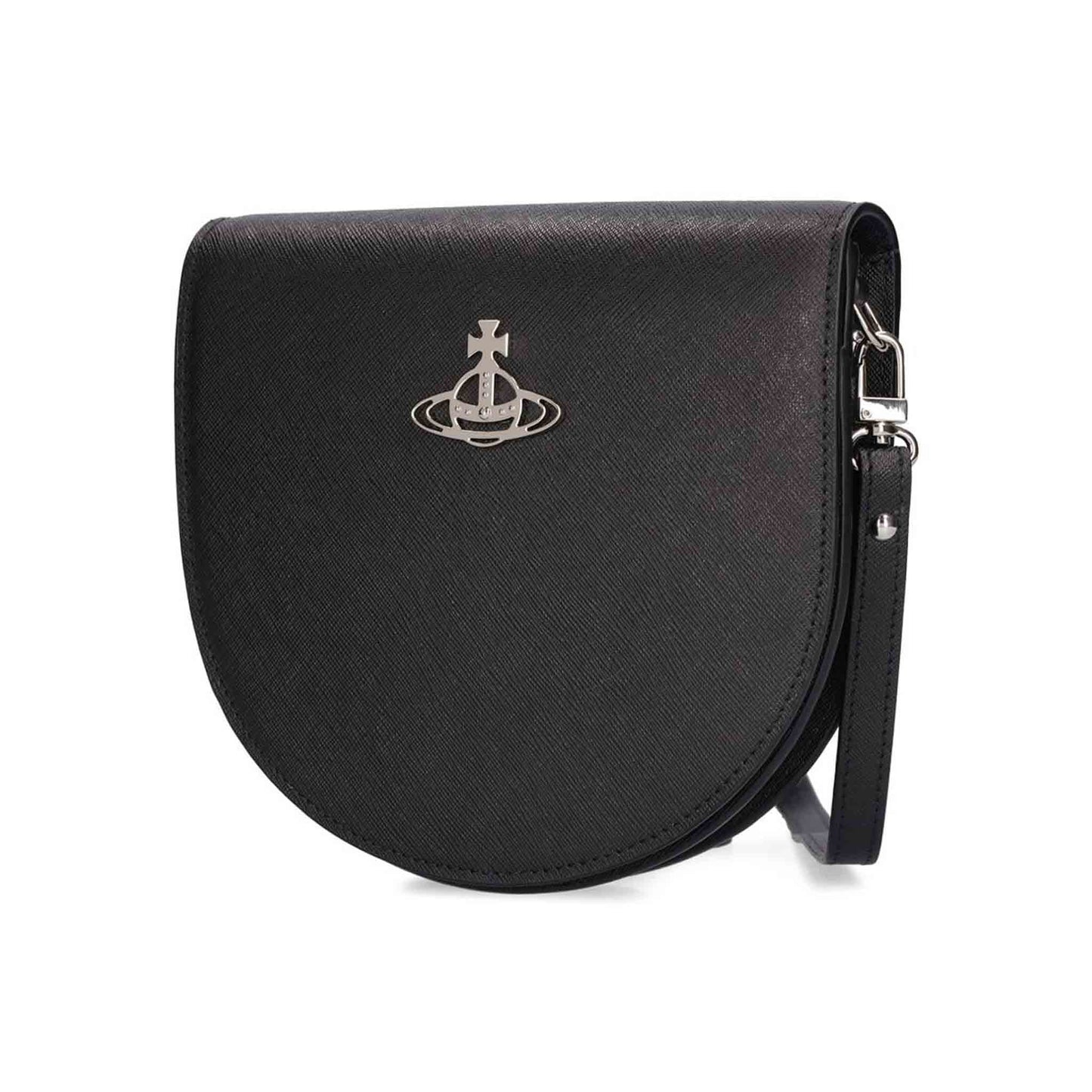 Vivienne Westwood Saffiano Leather Saddle Crossbody in Black