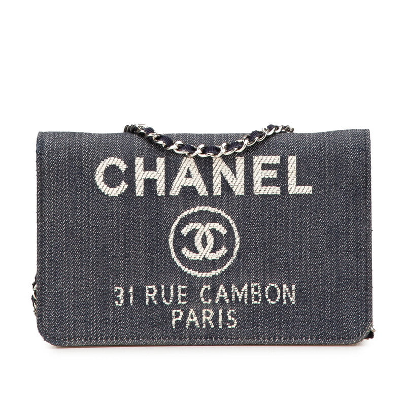 Chanel Deauville Denim Chain Wallet Wallet