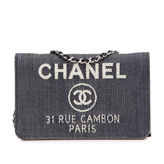 Chanel Deauville Denim Chain Wallet Wallet