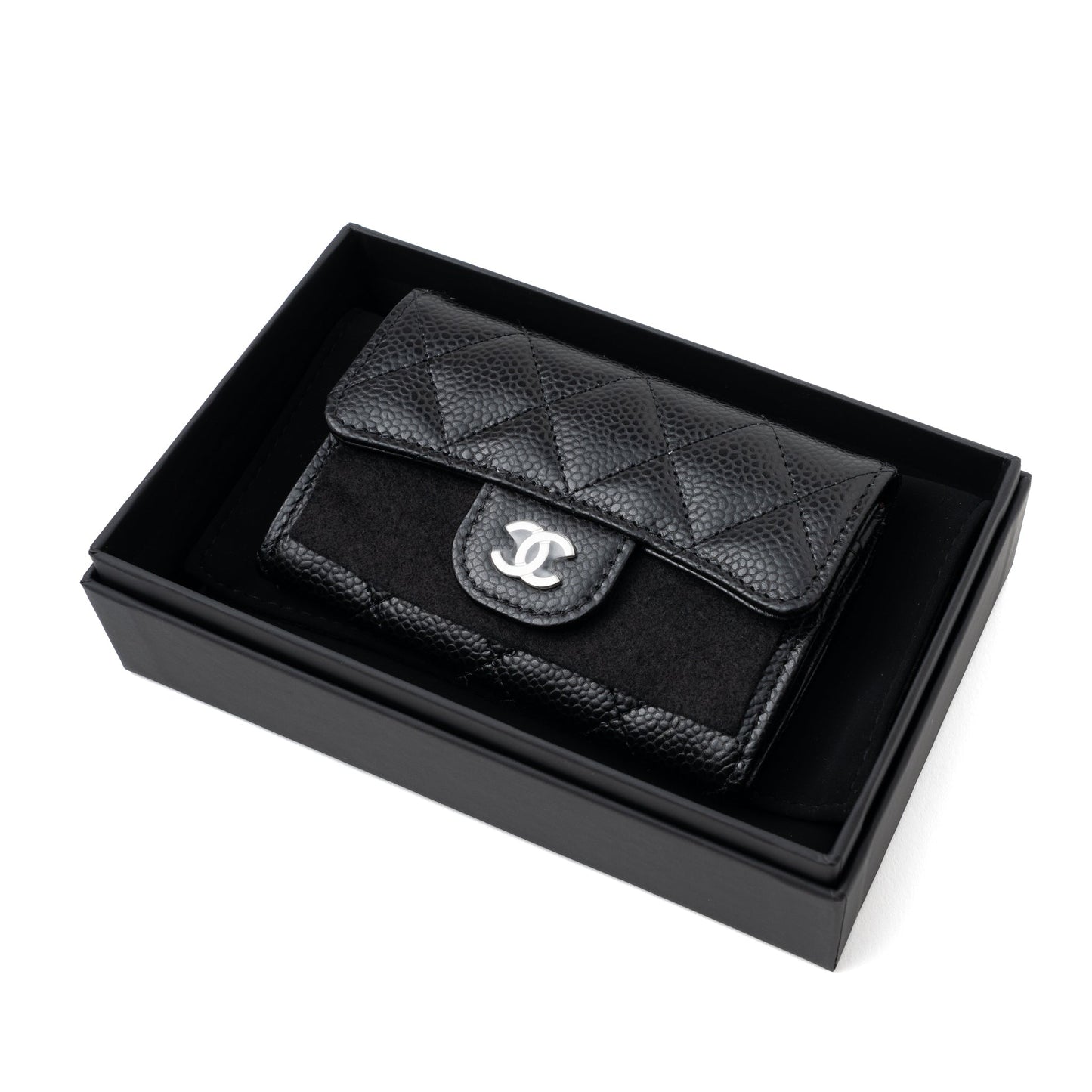 Chanel Classic Flap  Holder Caviar Black SHW (Hologram)