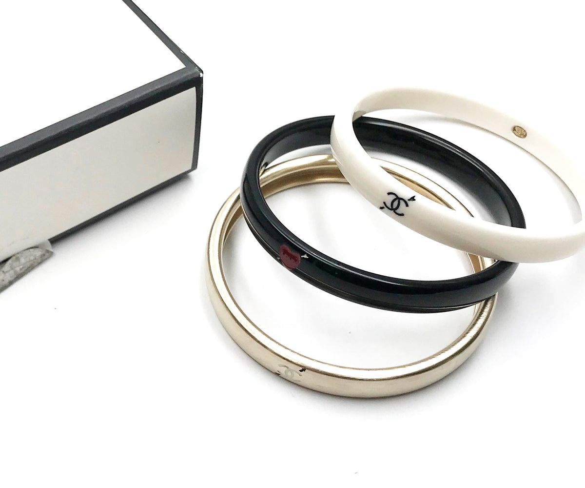 Top Quality Chanel Gold Ivory Black Love Arrow CC Bracelet Bangle