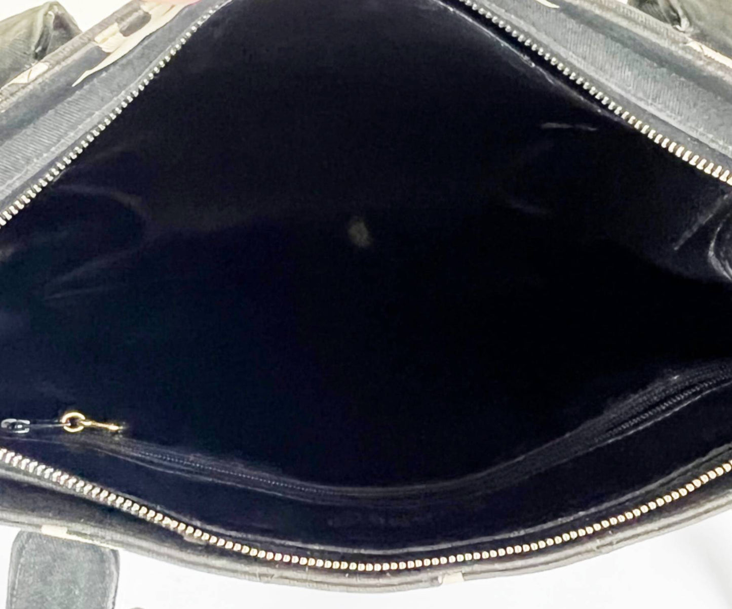 CHANEL Vintage White Logo Black Canvas Tote Bag