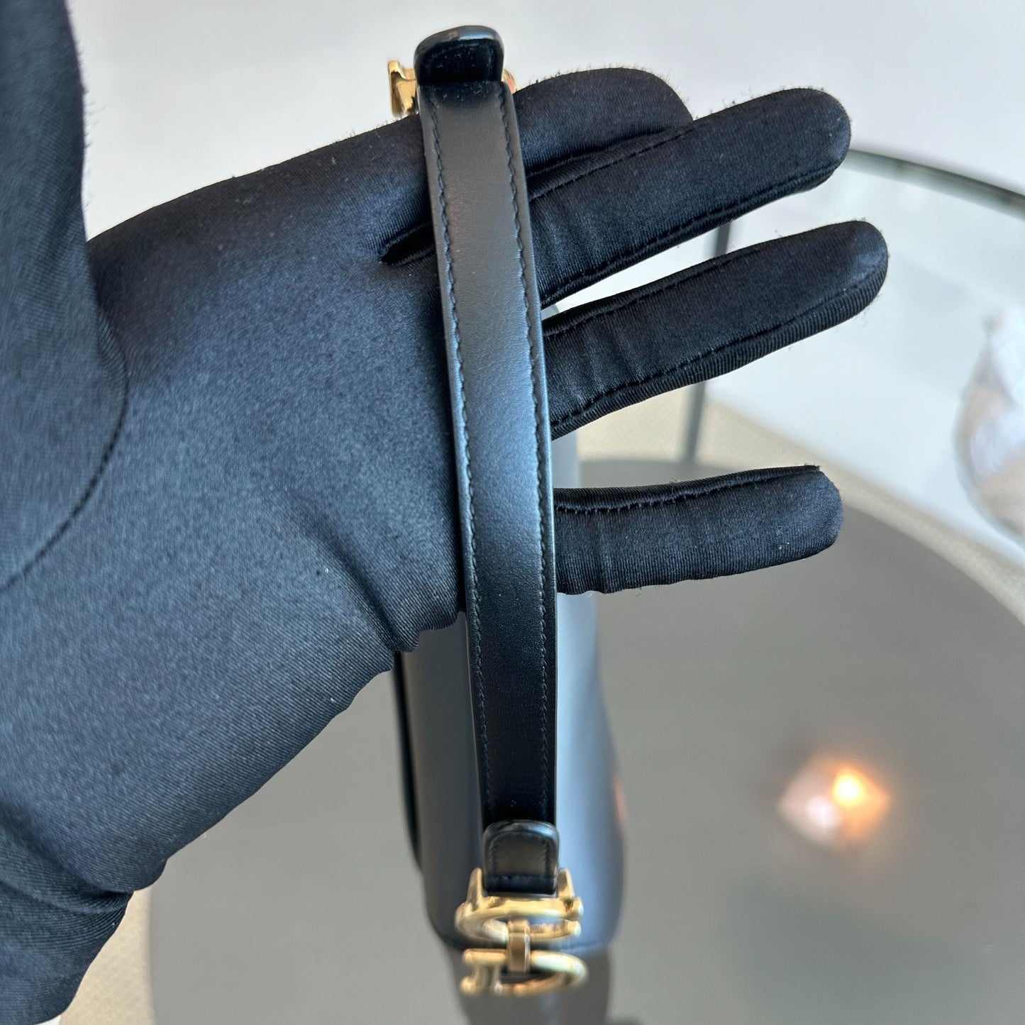 *With Strap* Saddle Small 21CM Black Smooth Calfskin GHW Shoulder Bag