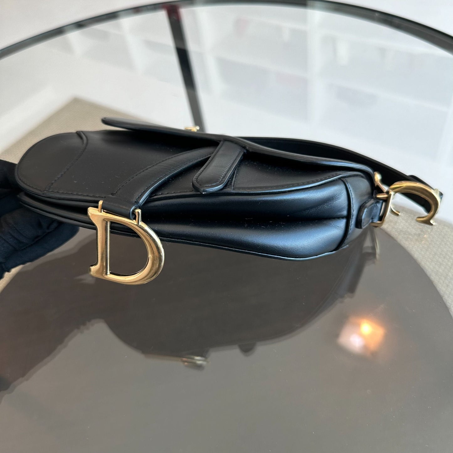 *With Strap* Saddle Small 21CM Black Smooth Calfskin GHW Shoulder Bag