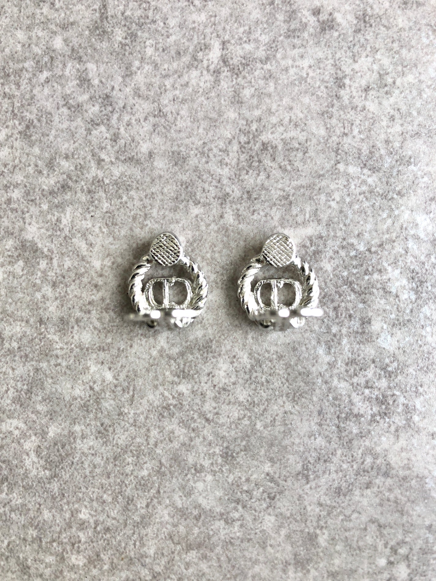 Christian Dior CD Logo Earrings Silver Vintage rfti6g