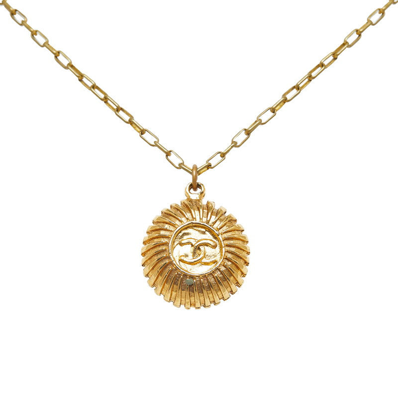 Chanel Vintage Coco Mark Medal Necklace Gold Plated