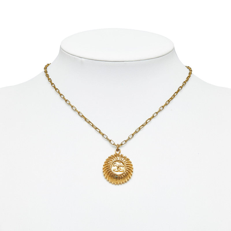 Chanel Vintage Coco Mark Medal Necklace Gold Plated