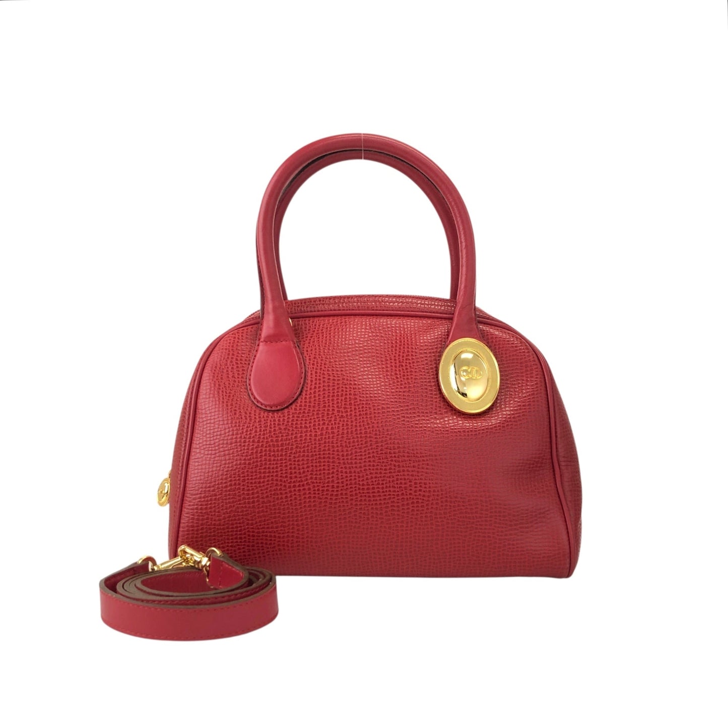 Christian Dior CD Logo Two-way Handbag Shoulder bag Red Vintage spvfzk