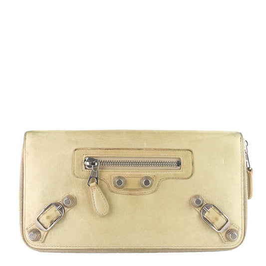 Long Zipper Agneau Leather Wallet
