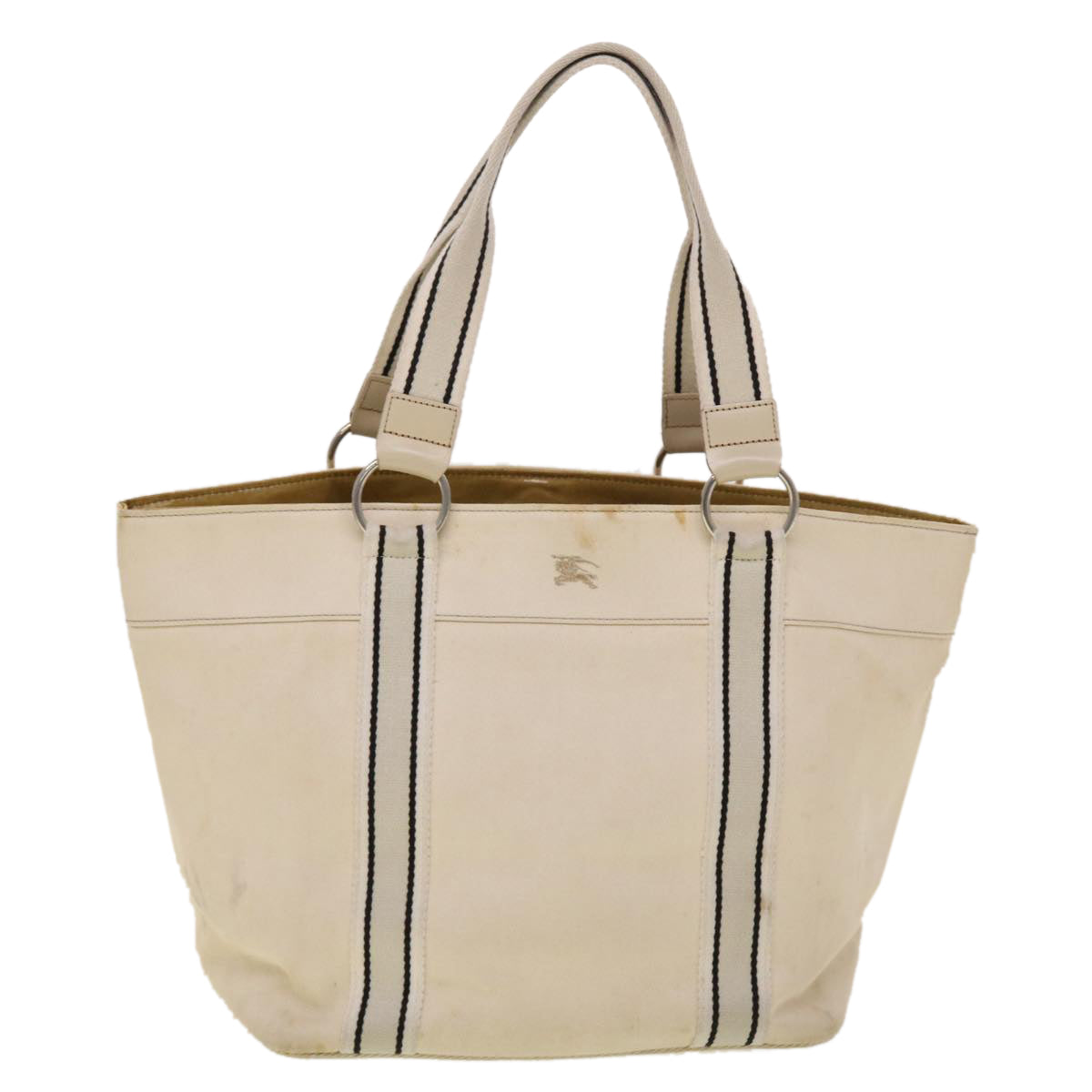 BURBERRY Tote Bag Canvas White Auth yb124