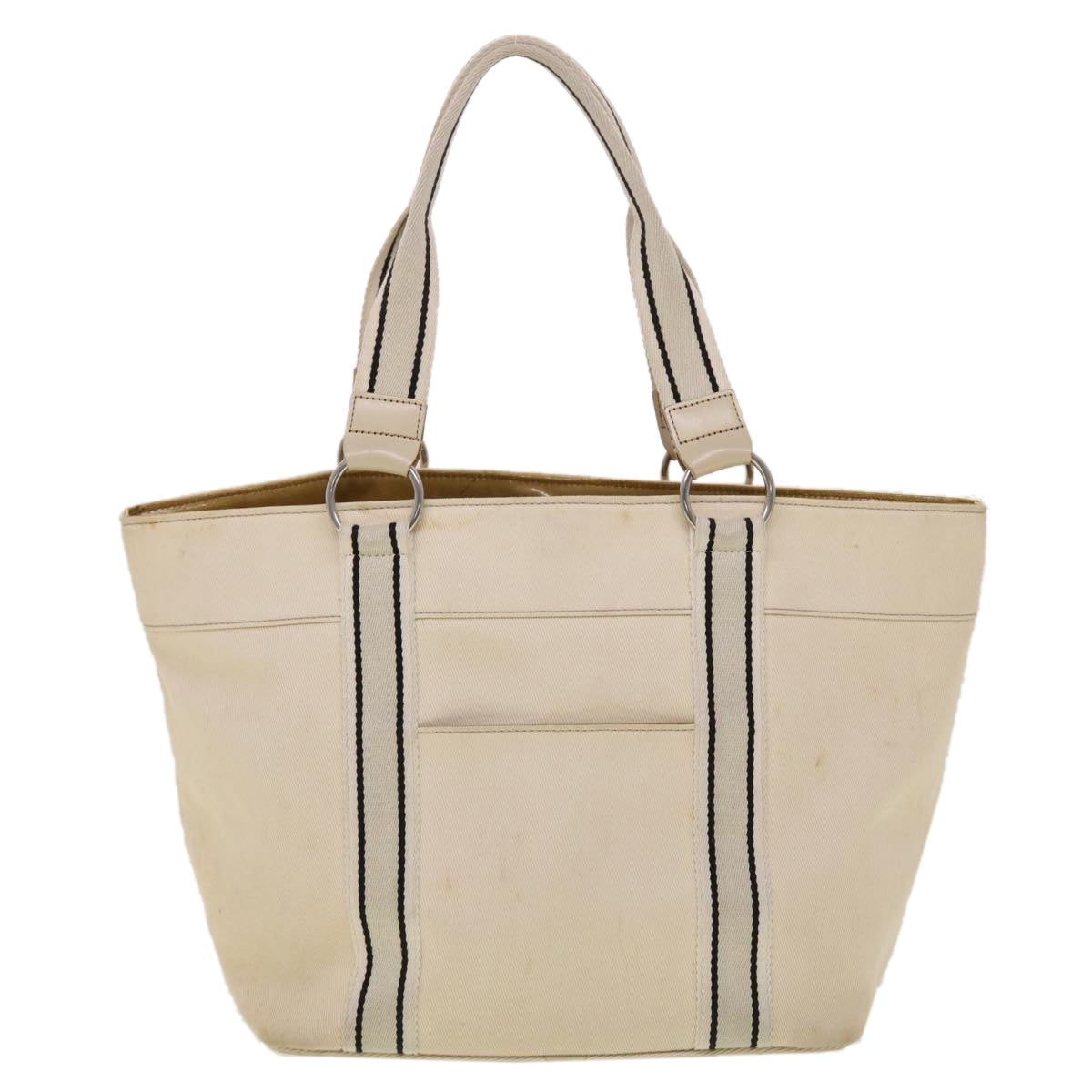 BURBERRY Tote Bag Canvas White Auth yb124