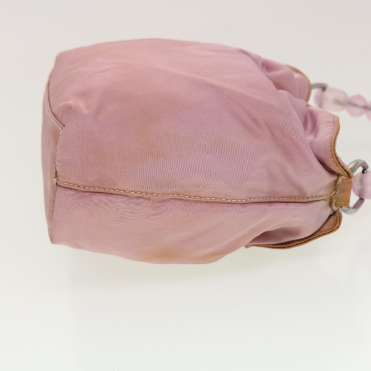 CHRISTIAN DIOR Maris Pearl Hand Bag Nylon Pink Auth yb139