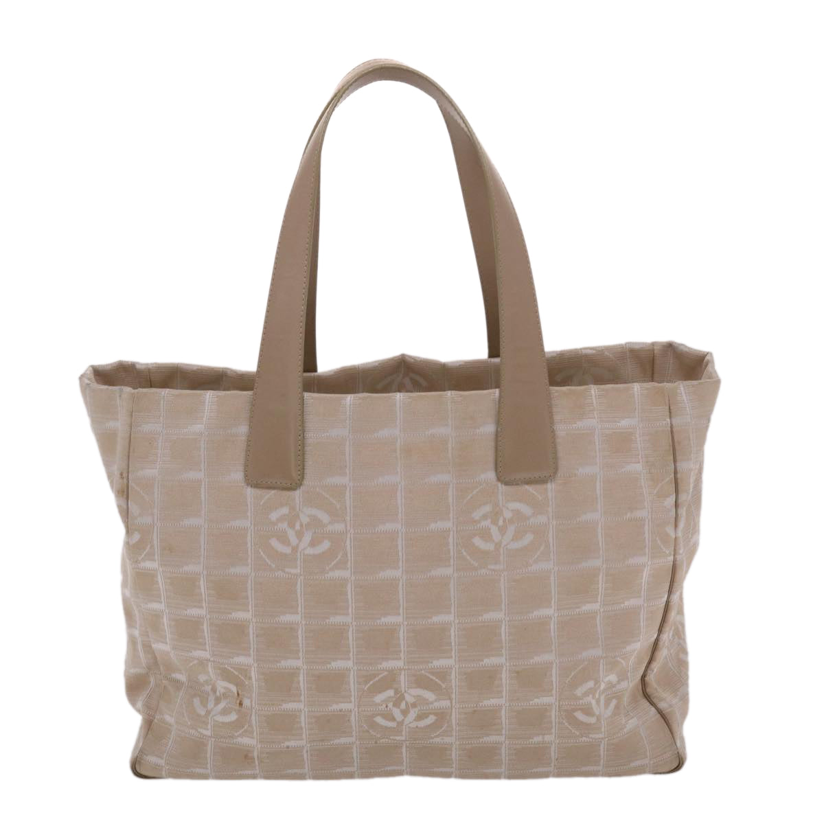 CHANEL New Travel Line Shoulder Bag Nylon Beige CC  yb272