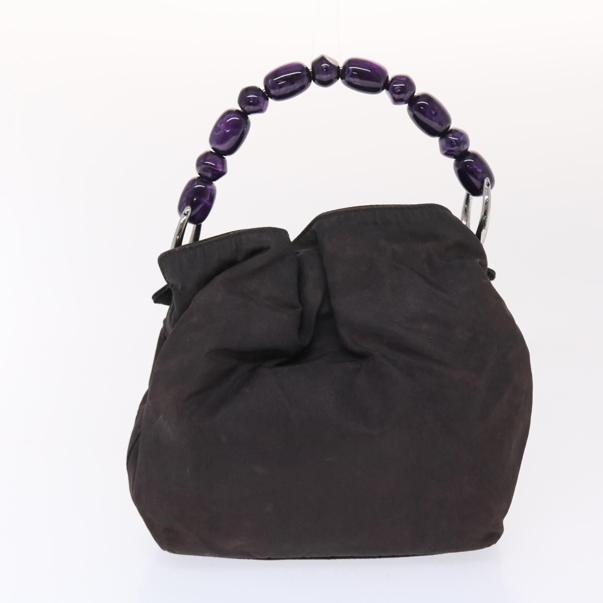 CHRISTIAN DIOR Maris Pearl Hand Bag Nylon Purple Auth yb286