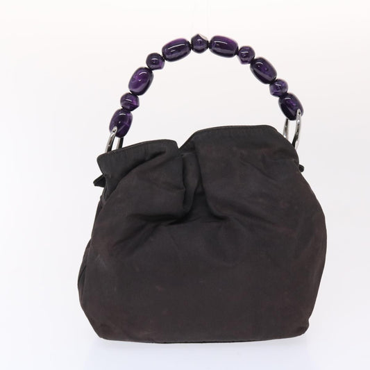 CHRISTIAN DIOR Maris Pearl Hand Bag Nylon Purple Auth yb286
