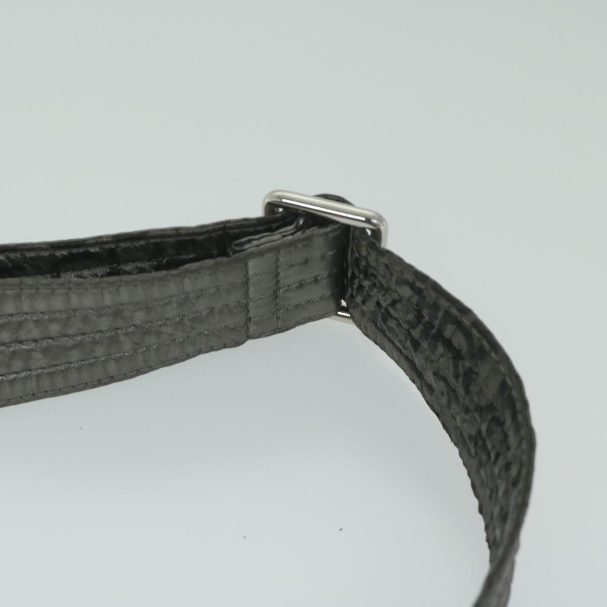 CHANEL Unlimited Shoulder Bag Nylon Silver CC Auth yb449