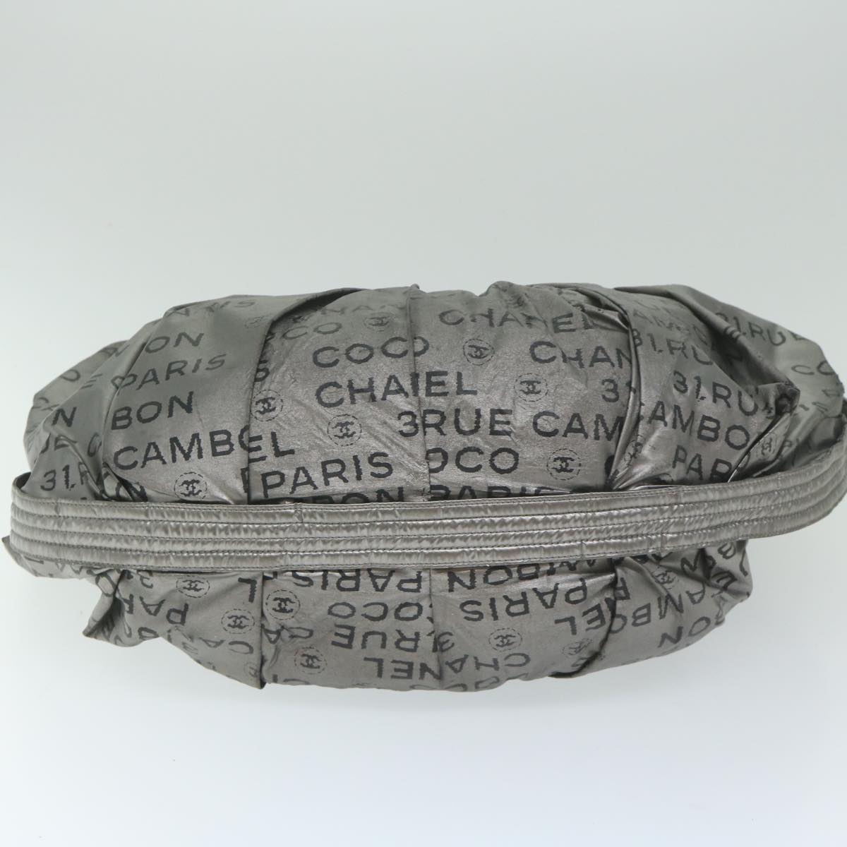 CHANEL Unlimited Shoulder Bag Nylon Silver CC Auth yb449