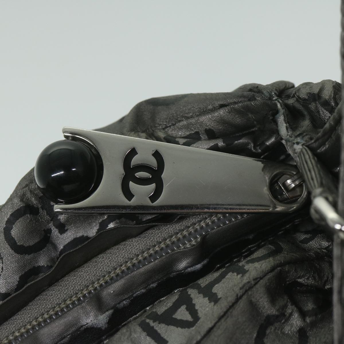 CHANEL Unlimited Shoulder Bag Nylon Silver CC Auth yb449