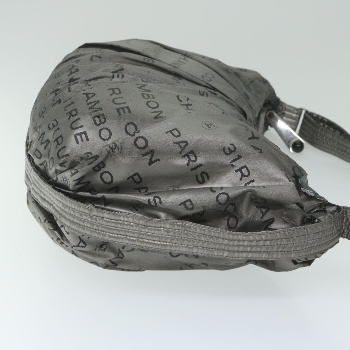 CHANEL Unlimited Shoulder Bag Nylon Silver CC Auth yb449