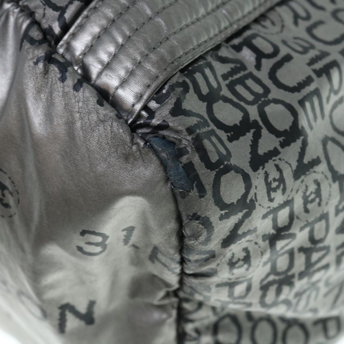 CHANEL Unlimited Shoulder Bag Nylon Silver CC Auth yb486