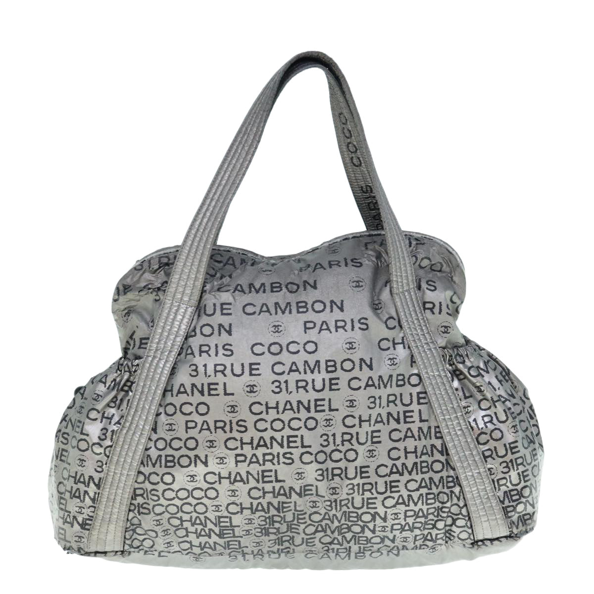 CHANEL Unlimited Shoulder Bag Nylon Silver CC Auth yb486