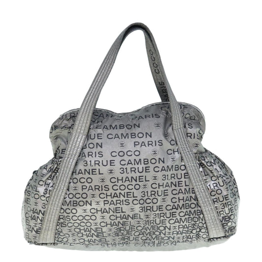 CHANEL Unlimited Shoulder Bag Nylon Silver CC Auth yb486