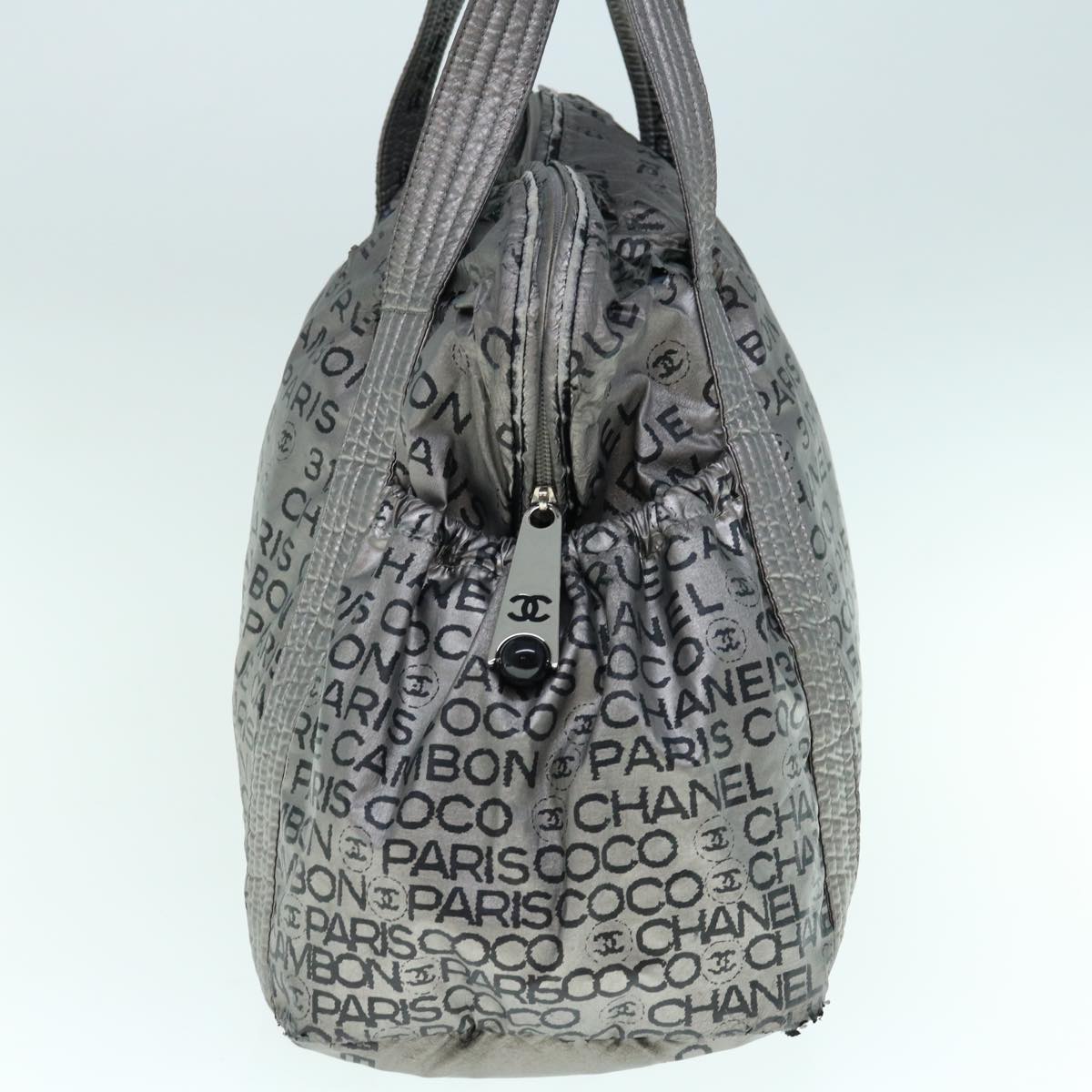 CHANEL Unlimited Shoulder Bag Nylon Silver CC Auth yb486