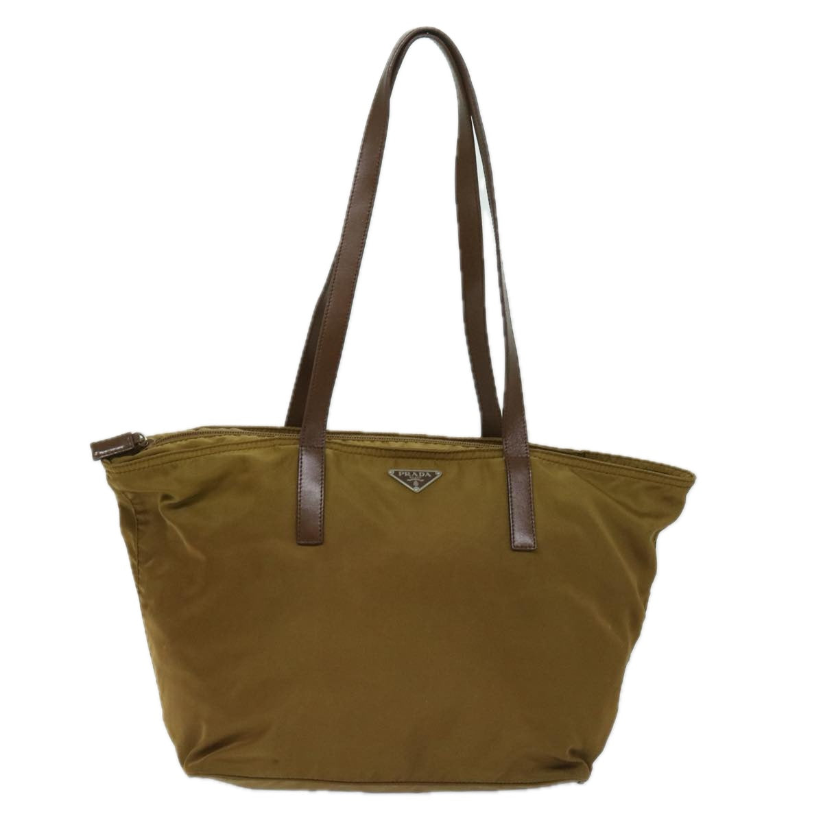 PRADA Tote Bag Nylon Brown Auth yb535