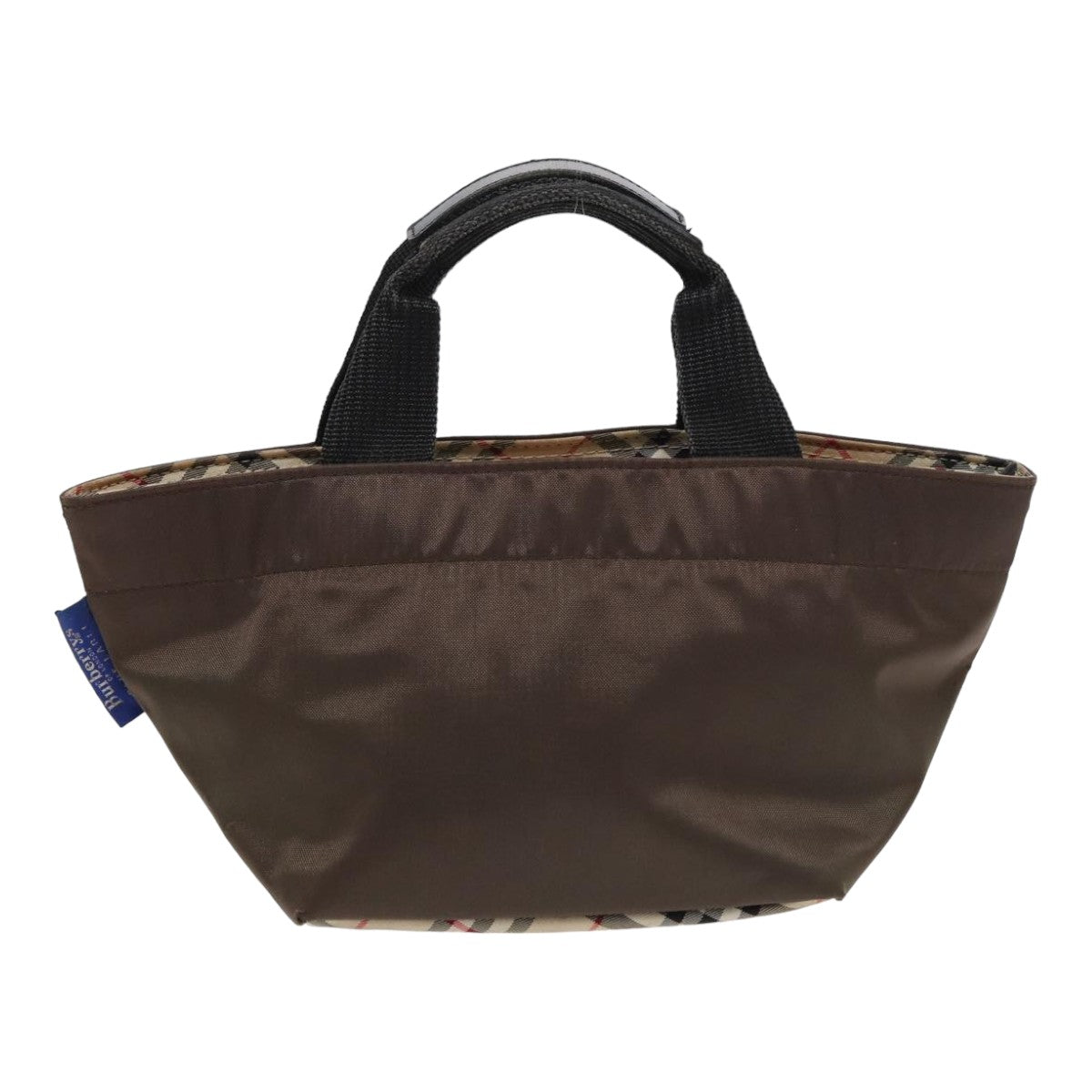 BurberrySs Nova Check Blue Label Hand Bag Canvas Brown Auth yb594