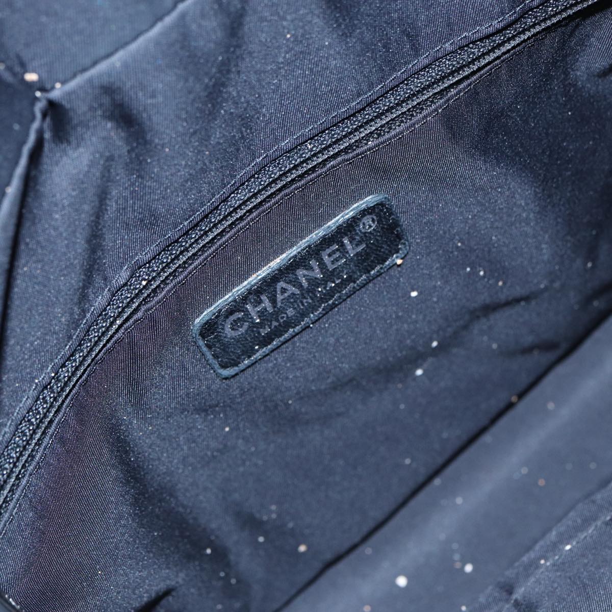 CHANEL Paris Biarritz Tote PM Tote Bag Coated Canvas Black CC Auth yb614