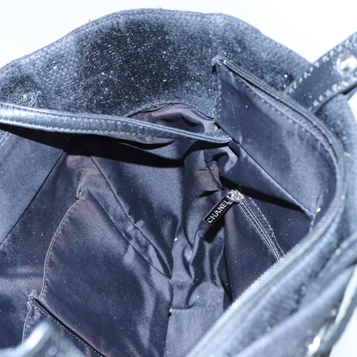 CHANEL Paris Biarritz Tote PM Tote Bag Coated Canvas Black CC Auth yb614