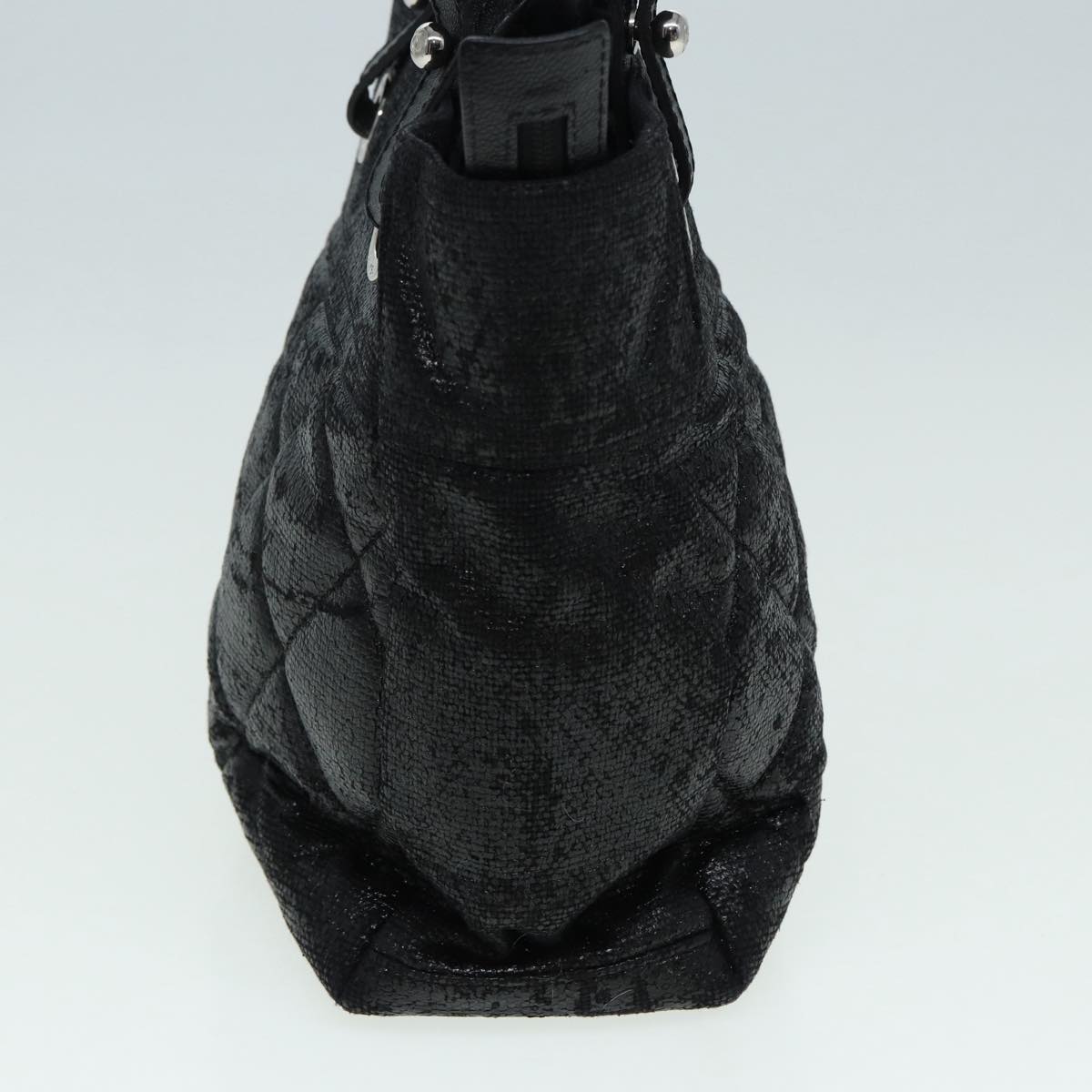 CHANEL Paris Biarritz Tote PM Tote Bag Coated Canvas Black CC Auth yb614