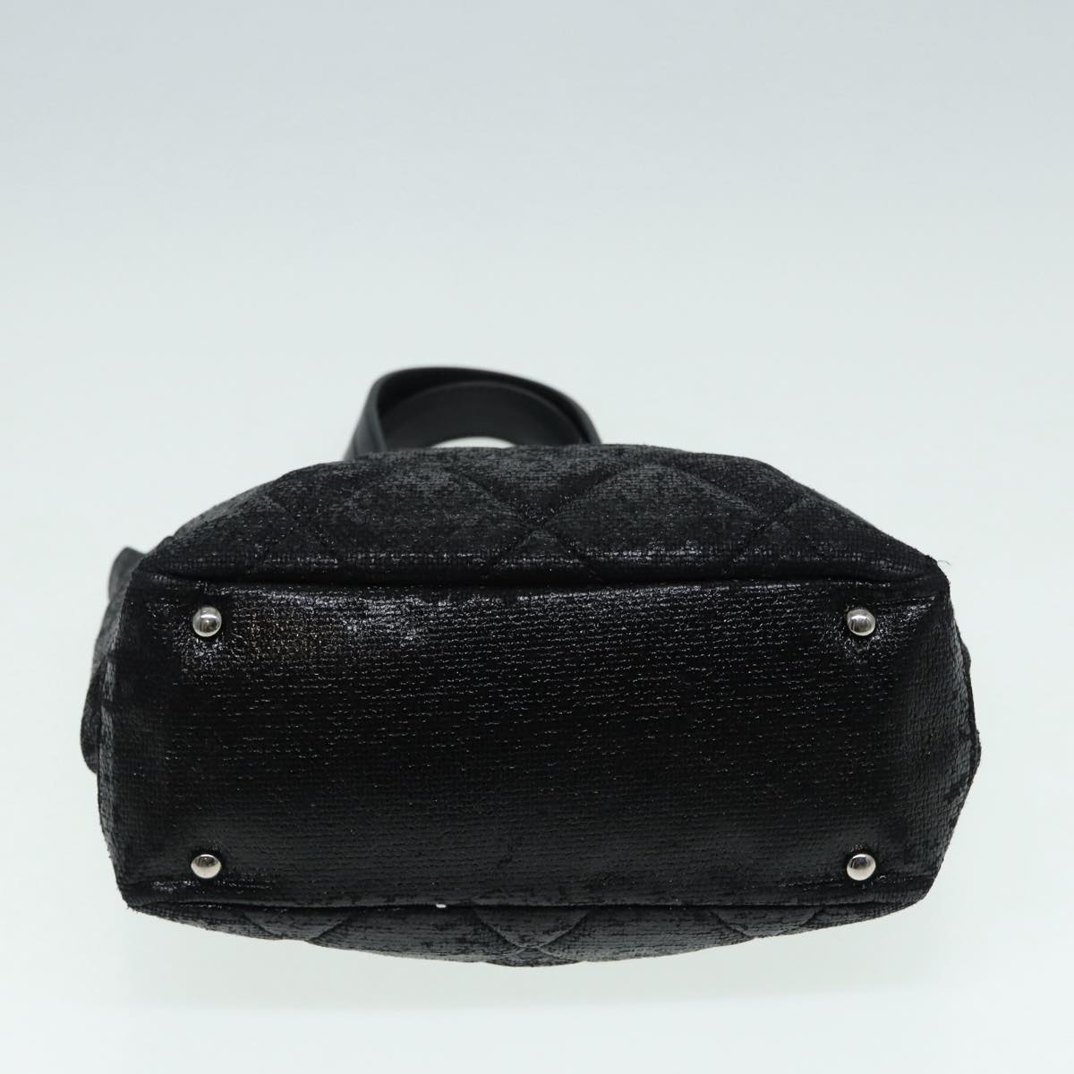 CHANEL Paris Biarritz Tote PM Tote Bag Coated Canvas Black CC Auth yb614