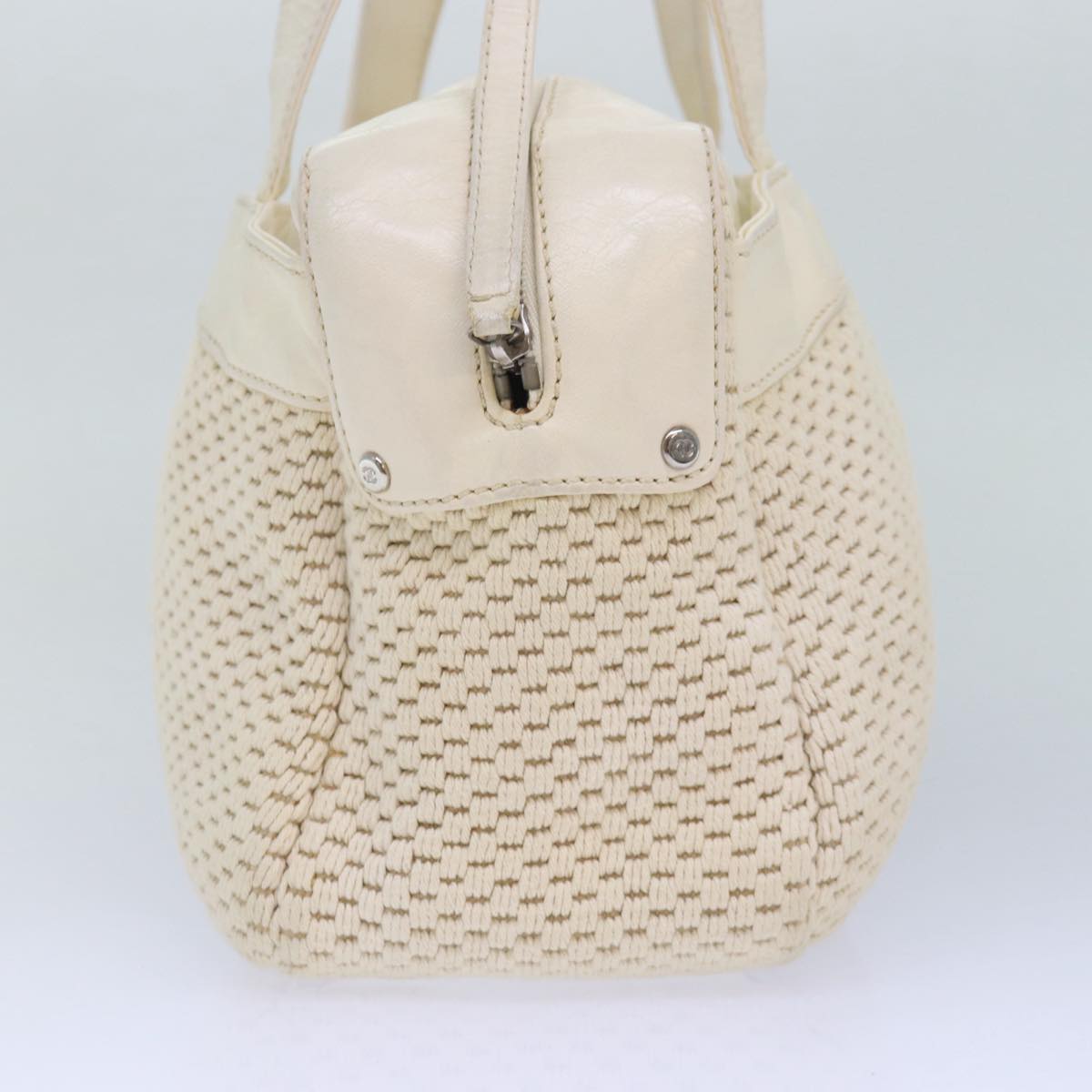 Top Quality Chanel Hand Bag Canvas Leather Beige CC Auth yb619