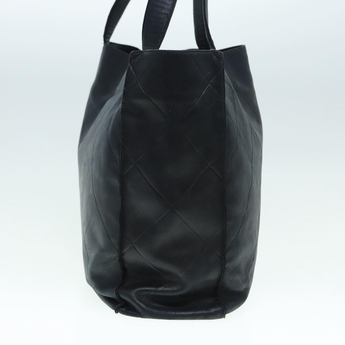 Top Quality Chanel Matelasse Tote Bag Leather Black Silver CC Auth yb669