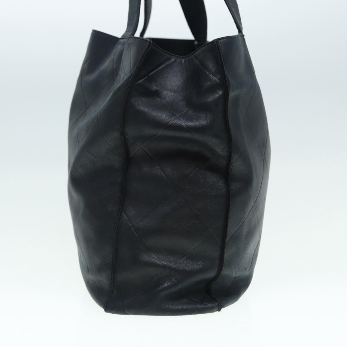 Top Quality Chanel Matelasse Tote Bag Leather Black Silver CC Auth yb669