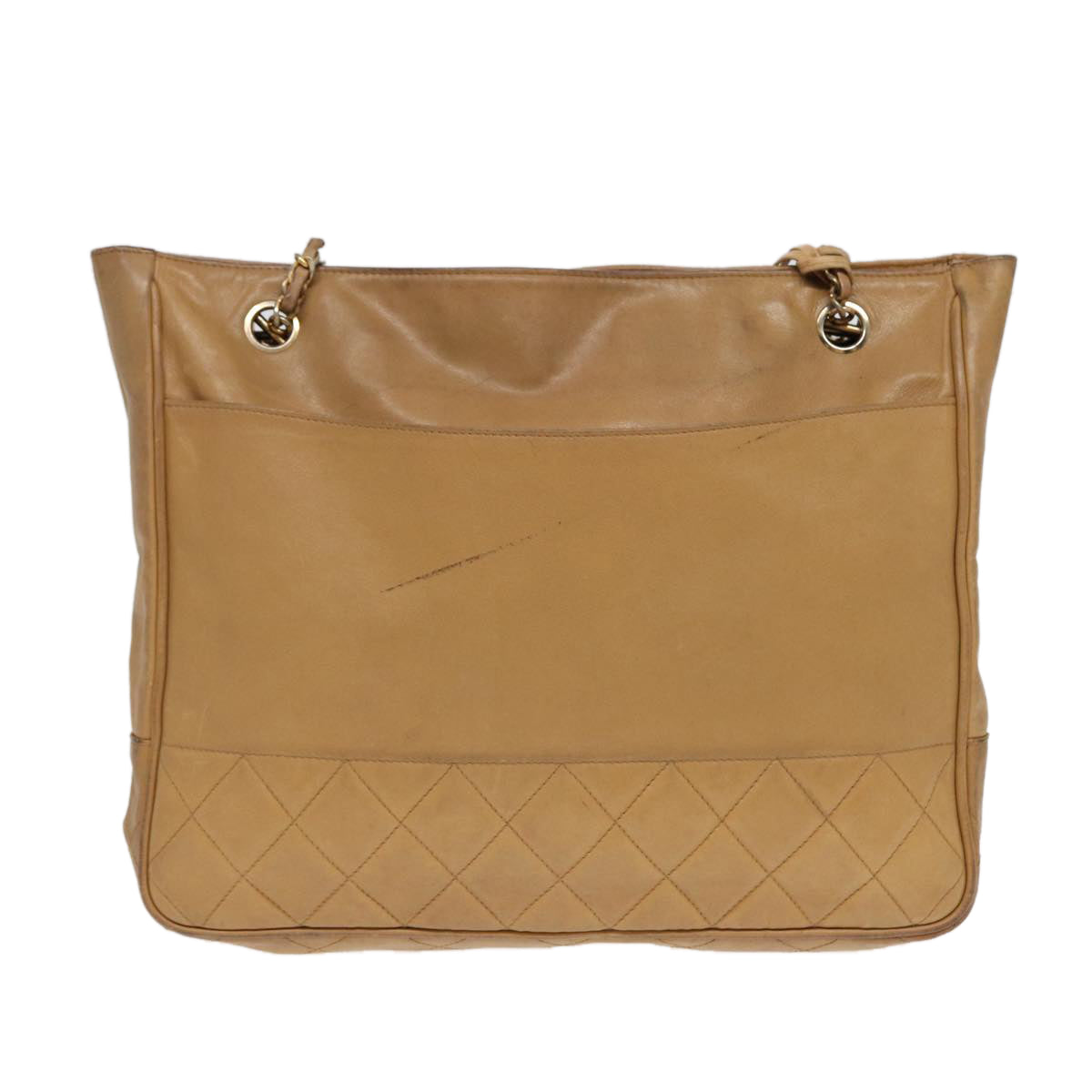 Top Quality Chanel Matelasse Chain Shoulder Bag Leather Beige Gold CC Auth yb672