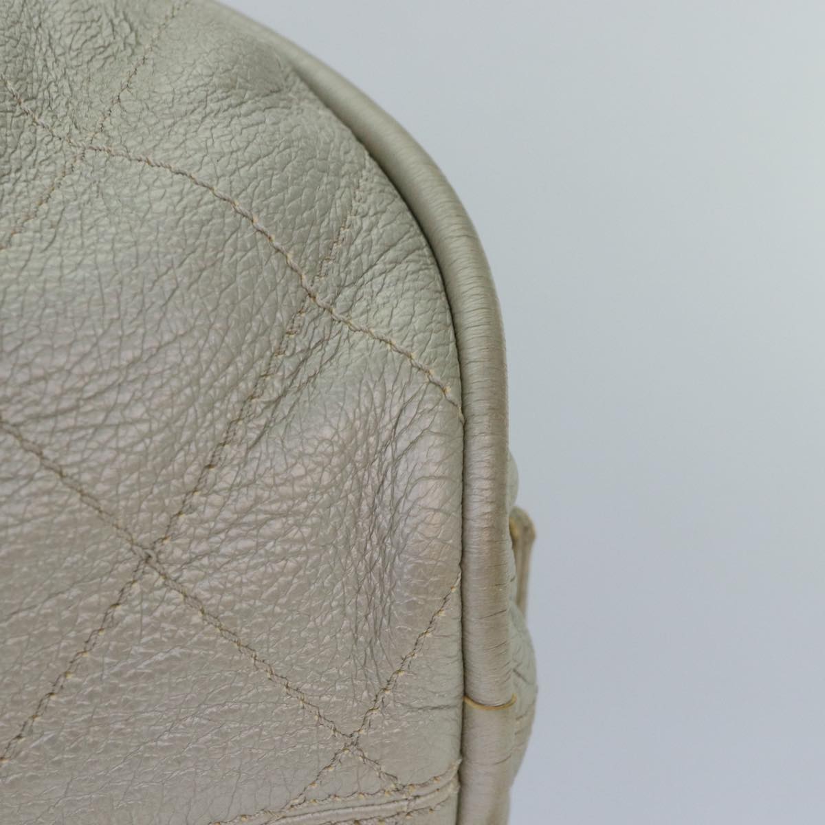 Top Quality Chanel Matelasse Hand Bag Leather Silver CC Auth yb675
