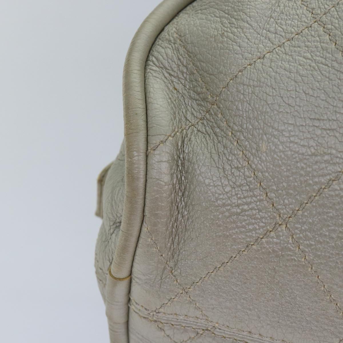 Top Quality Chanel Matelasse Hand Bag Leather Silver CC Auth yb675