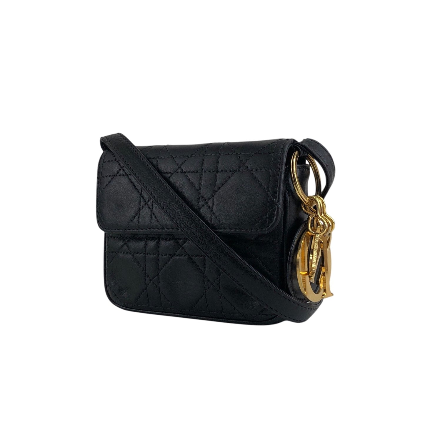 Christian Dior Lady Dior Cannage Small Shoulder bag Black Vintage mppar4