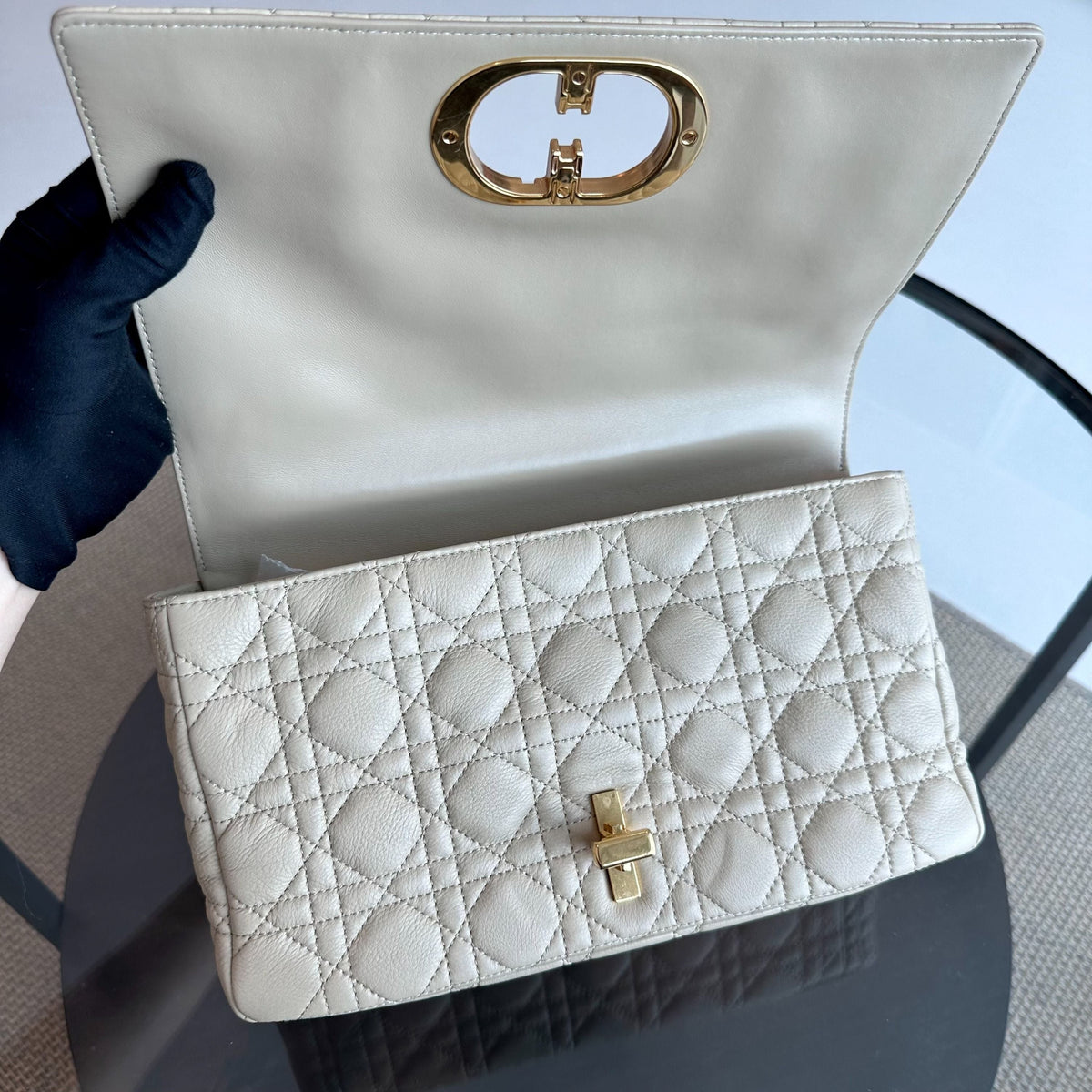 *Year 2022* Caro Large Flap Cannage Grained Calfskin Beige GHW