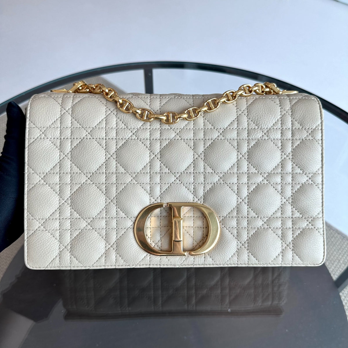 *Year 2022* Caro Large Flap Cannage Grained Calfskin Beige GHW