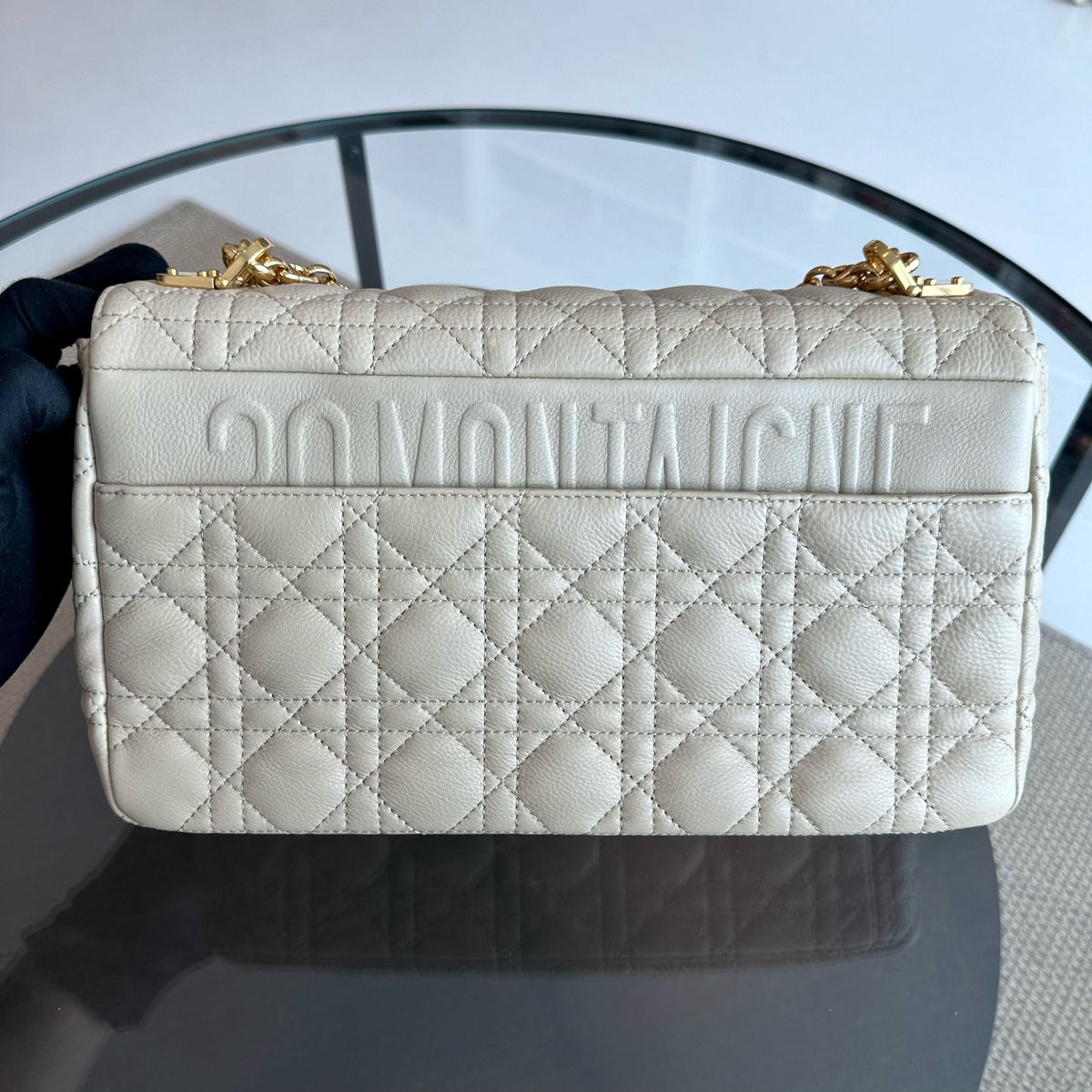*Year 2022* Caro Large Flap Cannage Grained Calfskin Beige GHW
