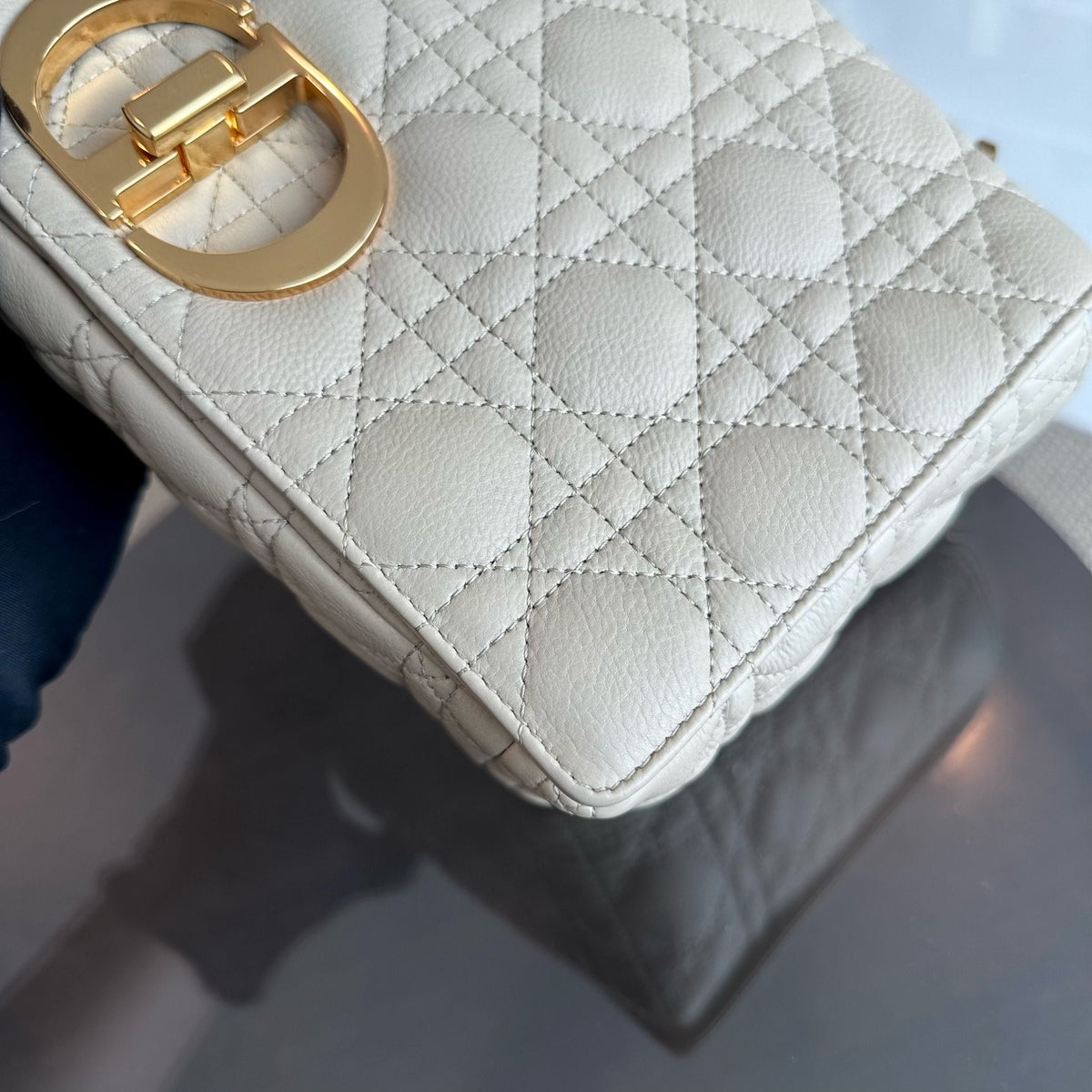 *Year 2022* Caro Large Flap Cannage Grained Calfskin Beige GHW