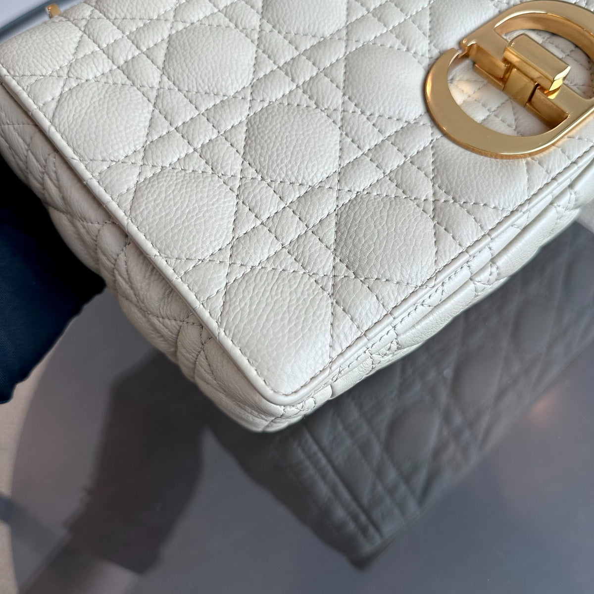 *Year 2022* Caro Large Flap Cannage Grained Calfskin Beige GHW
