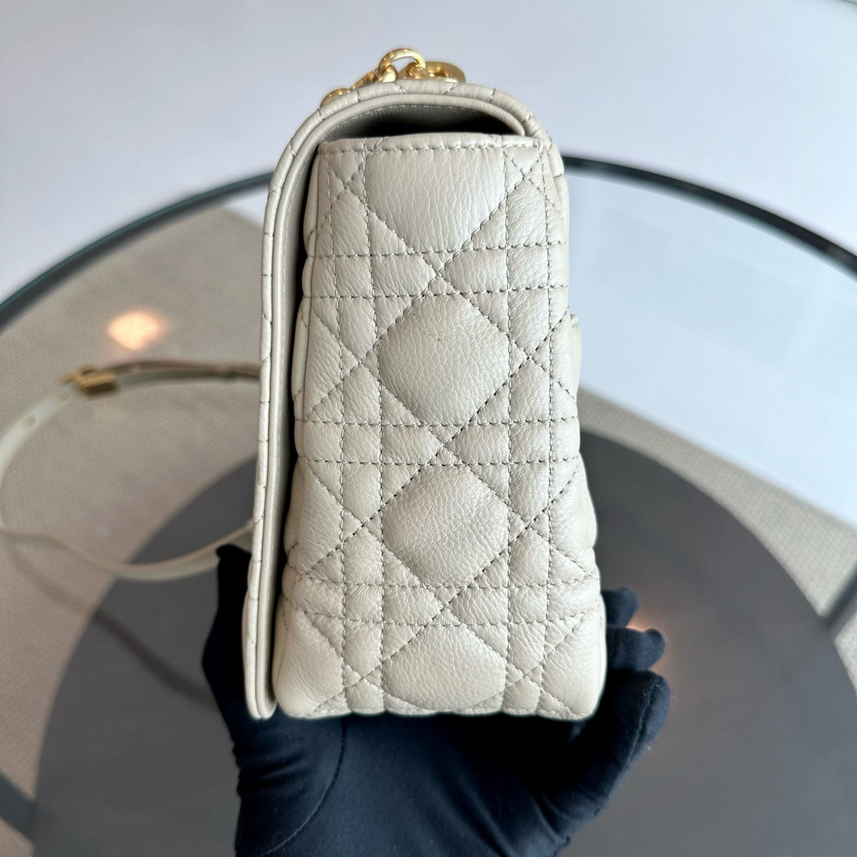 *Year 2022* Caro Large Flap Cannage Grained Calfskin Beige GHW