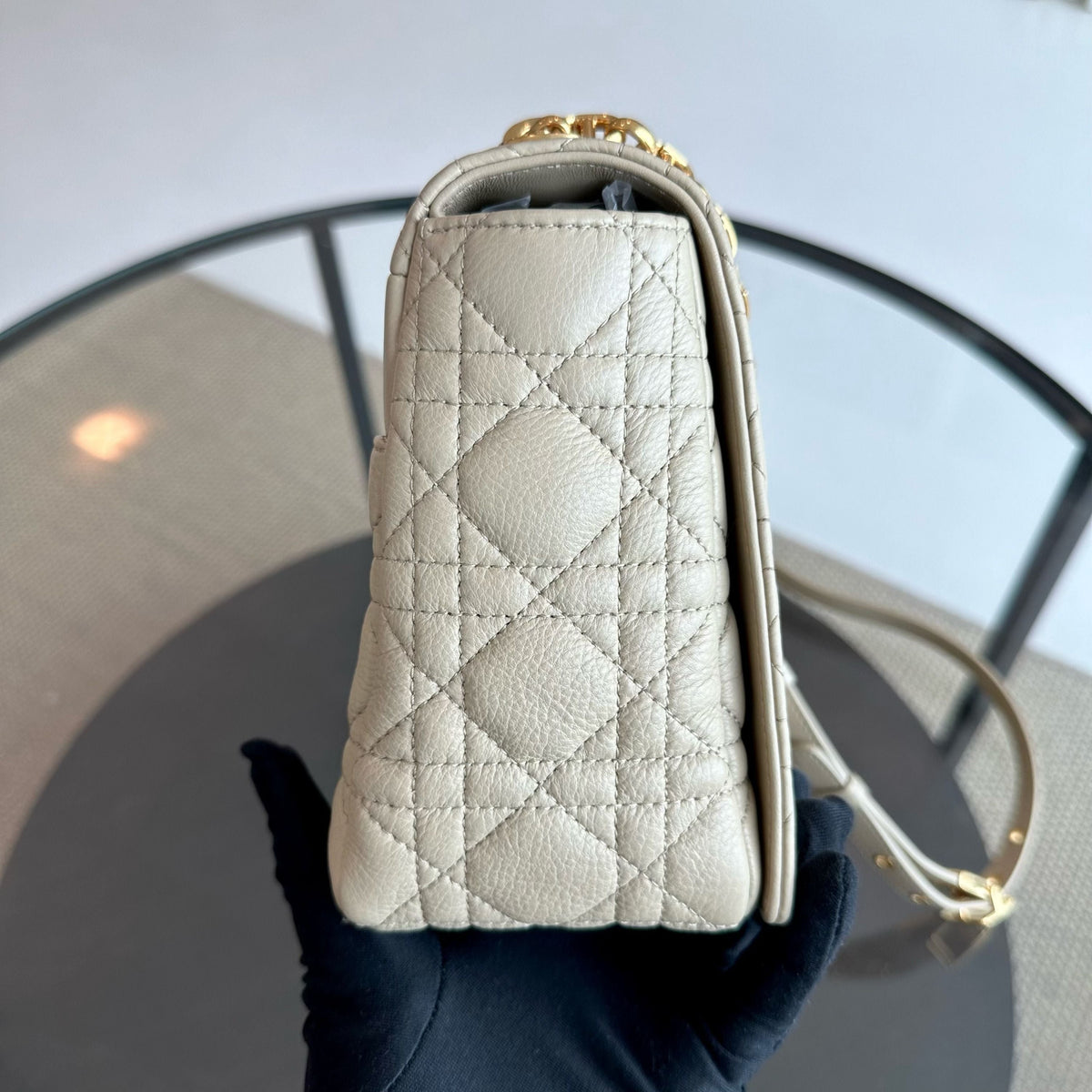 *Year 2022* Caro Large Flap Cannage Grained Calfskin Beige GHW